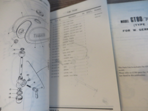 Yamaha GT80 Typ 477 Ersatzteilkatalog 1974 + Ergänzung Parts List